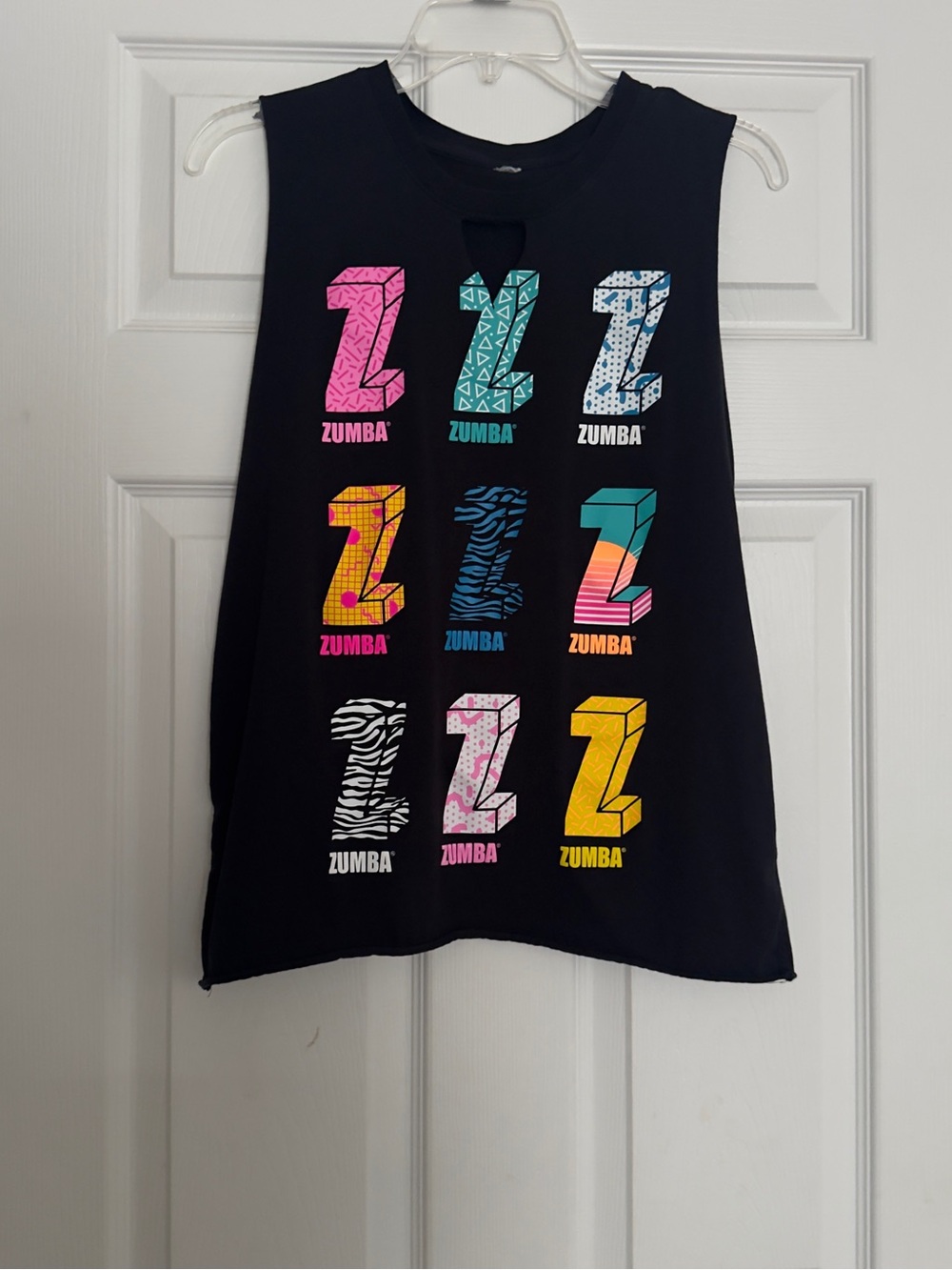 Zumba Fitness Black Sleeveless Graphic Tank - Multicolor Z Logos